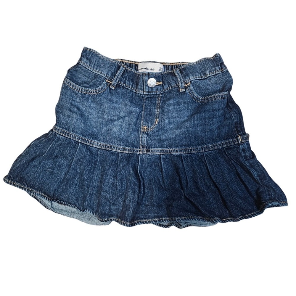 Abercrombie Kids Denim Skort Girls 11/12 Drop Waist Pleated Jean Mini Skirt Y2K